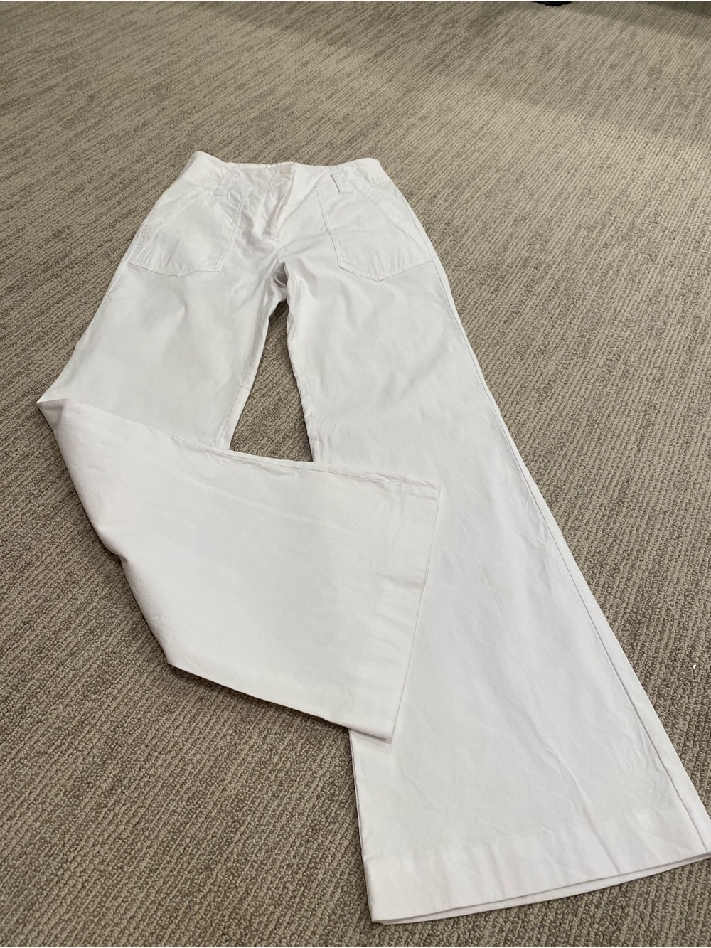 Anthropologie Maeve white long flared pants